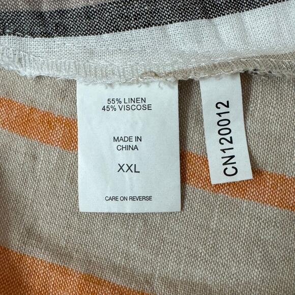 NY&CO Linen Sheath Dress XXL Striped Collared Summer Resort Preppy Classic - Picture 5 of 7